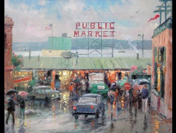 Thomas Kinkade Painting - Mercado de Pike Place Thomas Kinkade